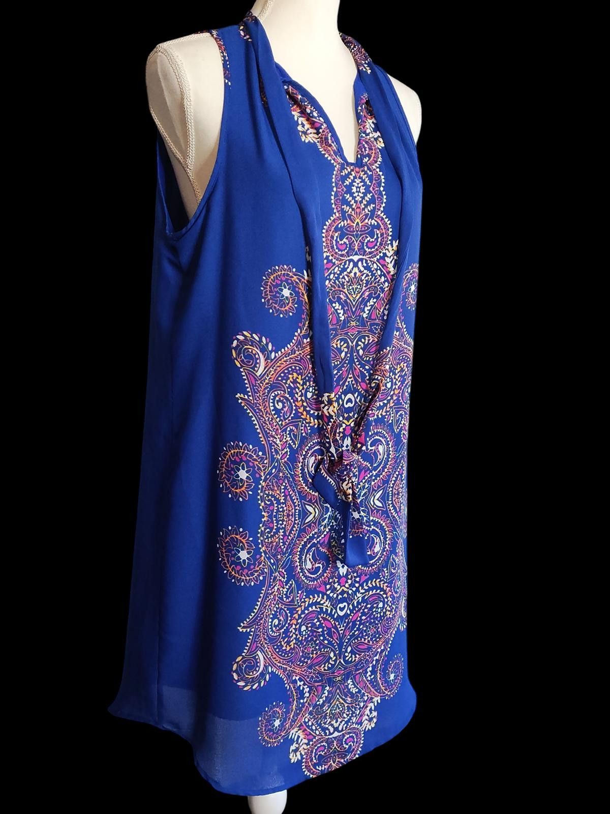 Other Allison Joy Blue Sleeveless Midi Dress w/Intricate Pattern Size M / US 6-8 / IT 42-44 - 4 Thumbnail