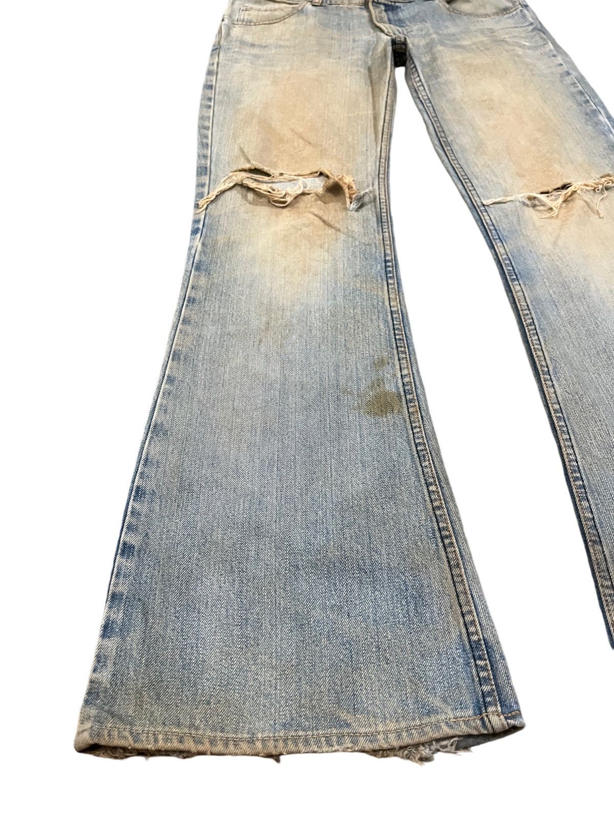 Blue Blue Japan × HOLLYWOOD RANCH MARKET × Japan Blue Vintage Blue Blue Japan Flare Ripped MudWash Denim Size US 33 - 5 Thumbnail