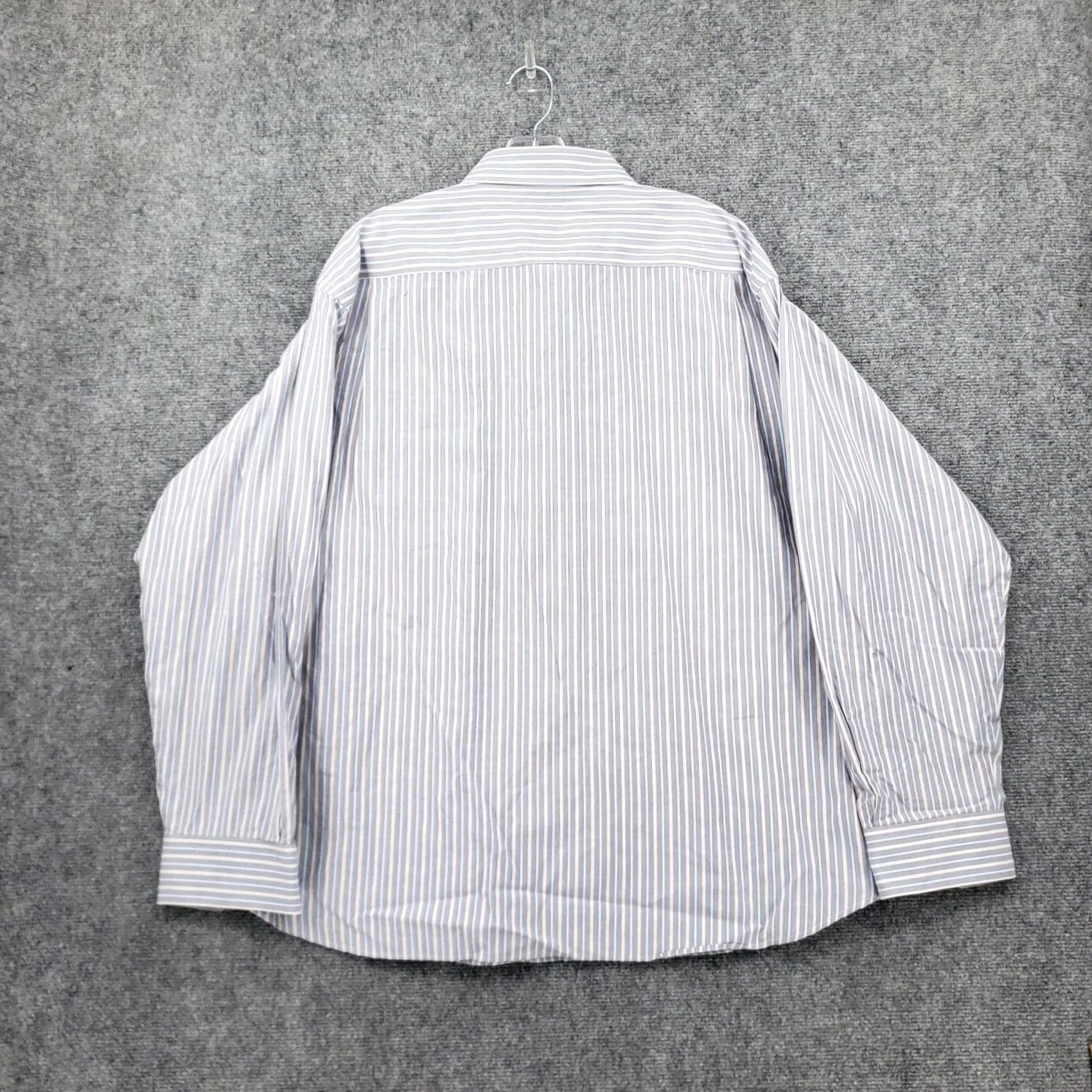 Pronto Uomo Pronto Uomo Button Up Shirt Mens XL Blue Striped Pocket Long Sleeves Non Iron Size US XL / EU 56 / 4 - 2 Thumbnail