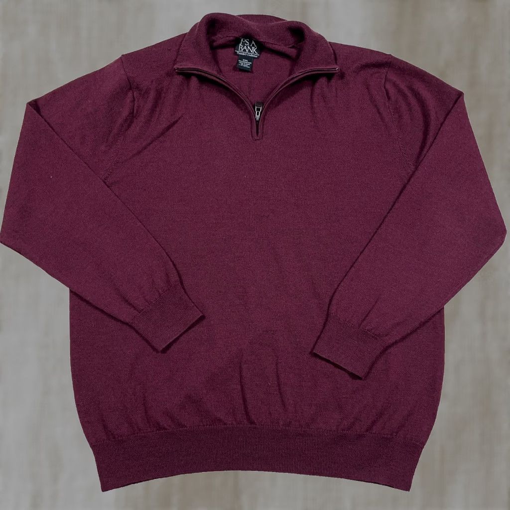 Jos. A. Bank Jos A Bank Sweater Men 2XL Maroon Wool Pullover 1/4 Zip Knit Cardigan? Size US XXL / EU 58 / 5 - 1 Thumbnail