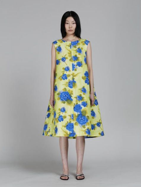 Marni oc11z0525 Floral Print Cotton Midi Dress in Multicolor Size L / US 10 / IT 46 - 1 Thumbnail