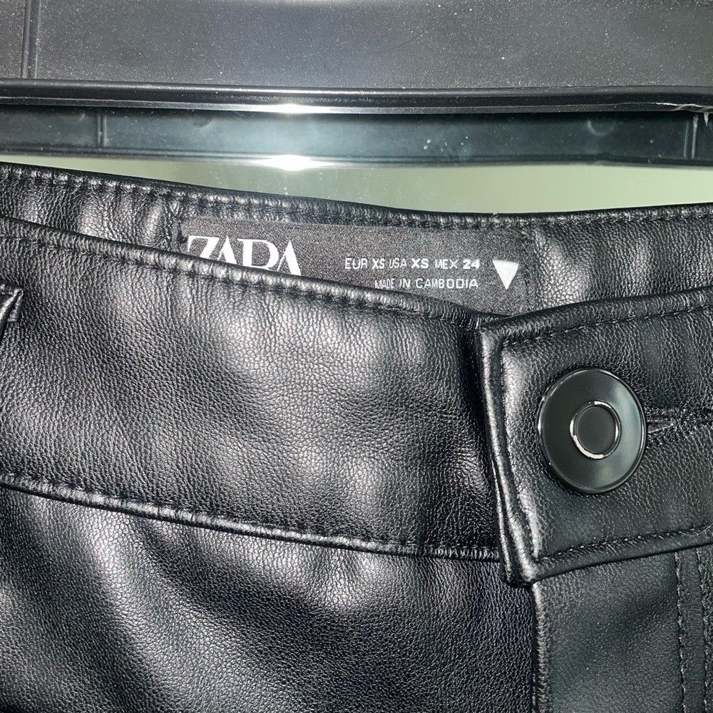 Zara Zara high waisted faux leather ZW marine straight pants Size 24" / US 00 / IT 34 - 2 Thumbnail