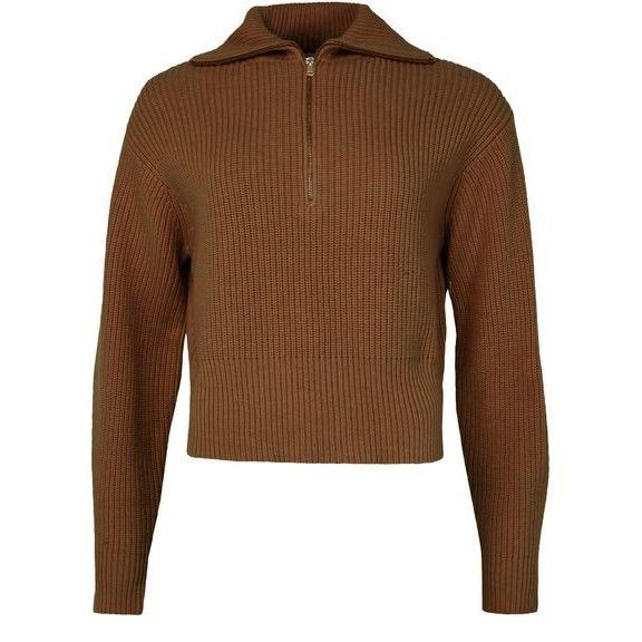 Max Mara MAX MARA Nadar Zip Neck Brown Wool Sweater New & Authentic ( Size L / US 10 / IT 46 - 1 Thumbnail