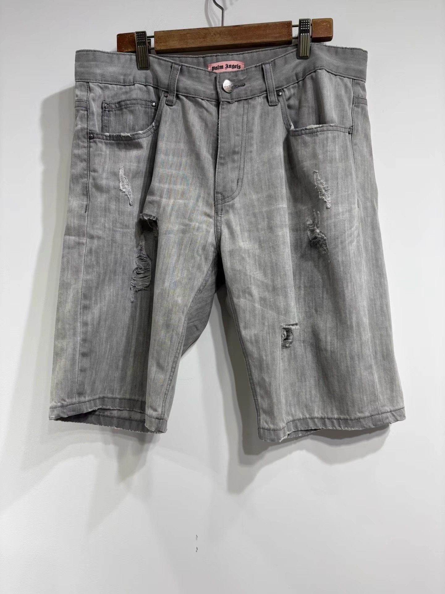 Palm Angels Palm Angels Men's Denim Five-point Shorts K29 Size US 35 - 1 Thumbnail