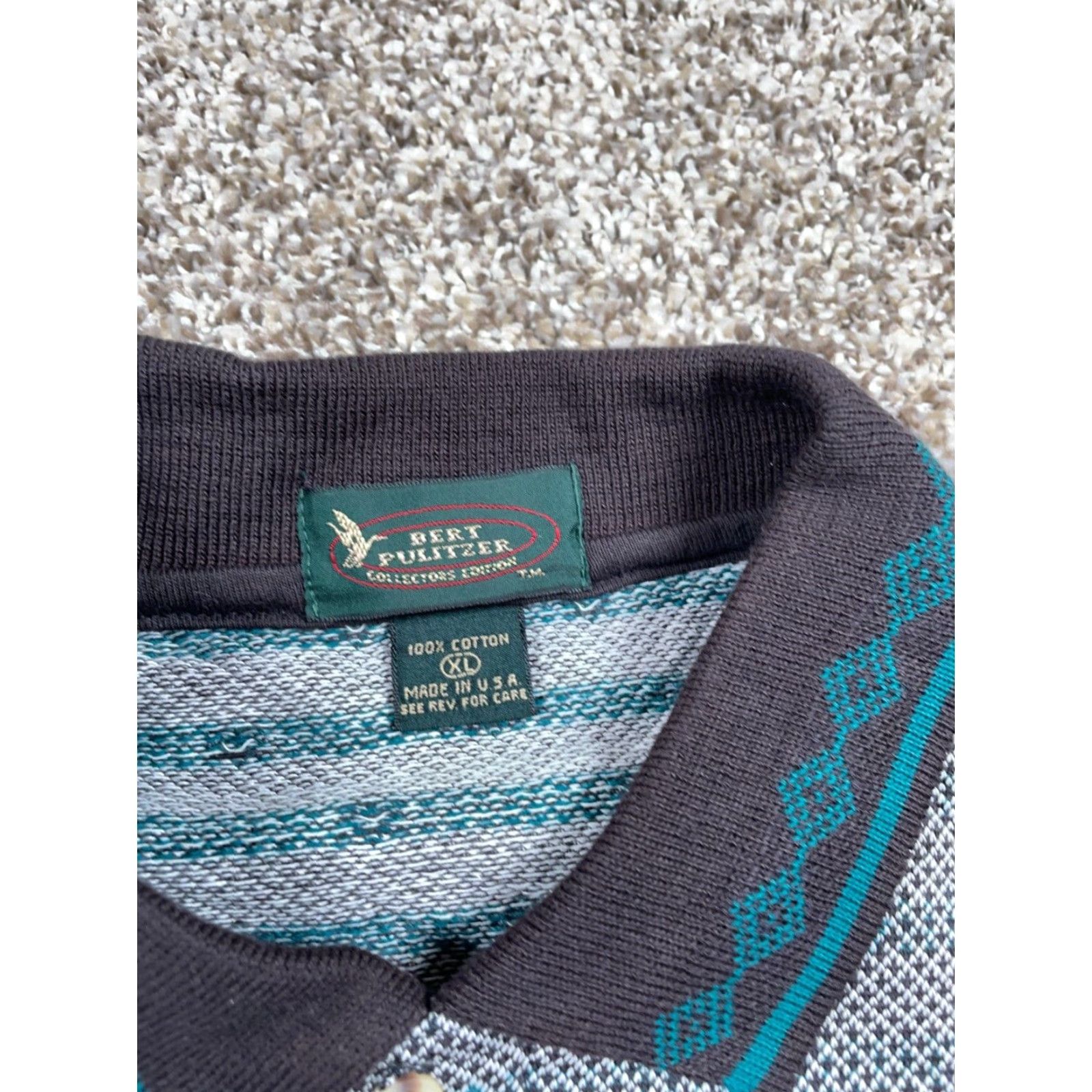 Vintage VINTAGE Bert Pulitzer Polo Shirt Men Short Sleeve XL Green Embroidered 100% Cotton Argyle 90s Retro Size US XL / EU 56 / 4 - 4 Thumbnail
