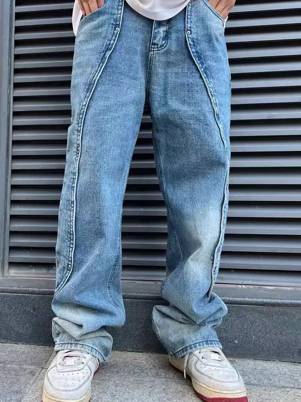 VIBE Vintage washed blue side topstitched jeans Size US 32 / EU 48 - 2 Thumbnail