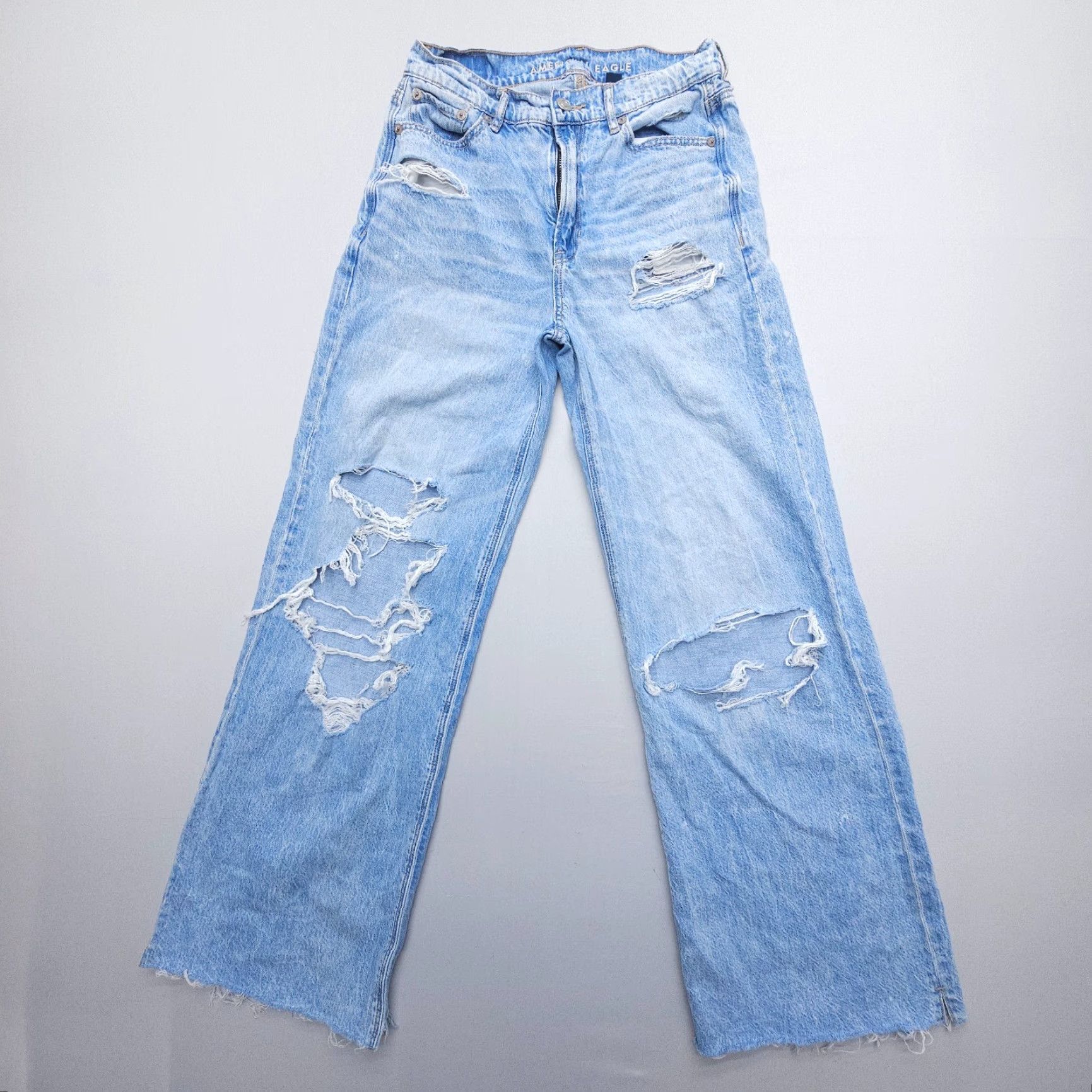 American Eagle Outfitters VINTAGE American Eagle Outfitters Jeans Wide-Leg 00 Womens Boho Denim Baggy High Rise 5-Pocket Blue Size 24" / US 00 / IT 34 - 2 Thumbnail