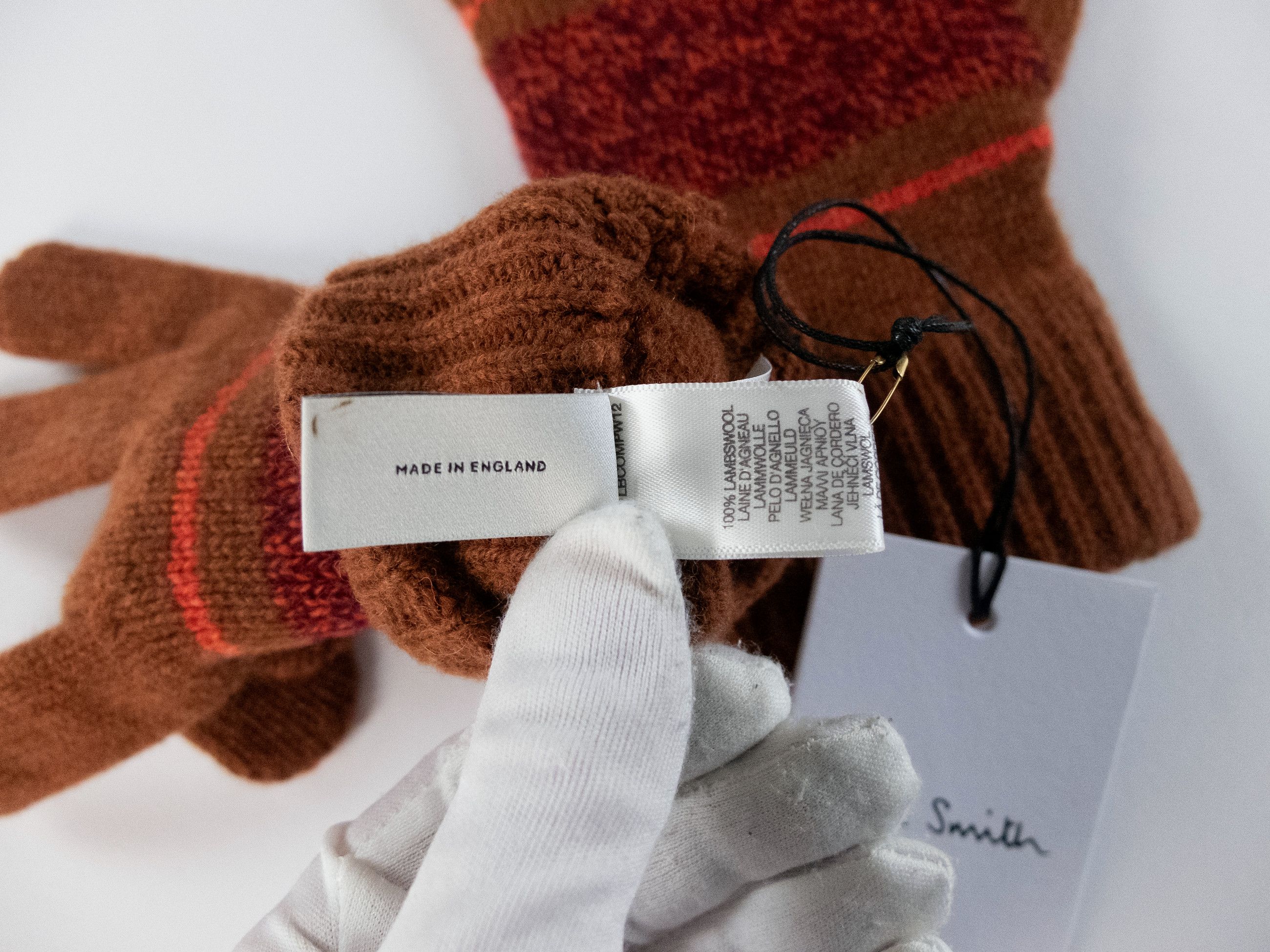Paul Smith PAUL SMITH mainline burnt orange lambswool knit gloves Size ONE SIZE - 7 Thumbnail