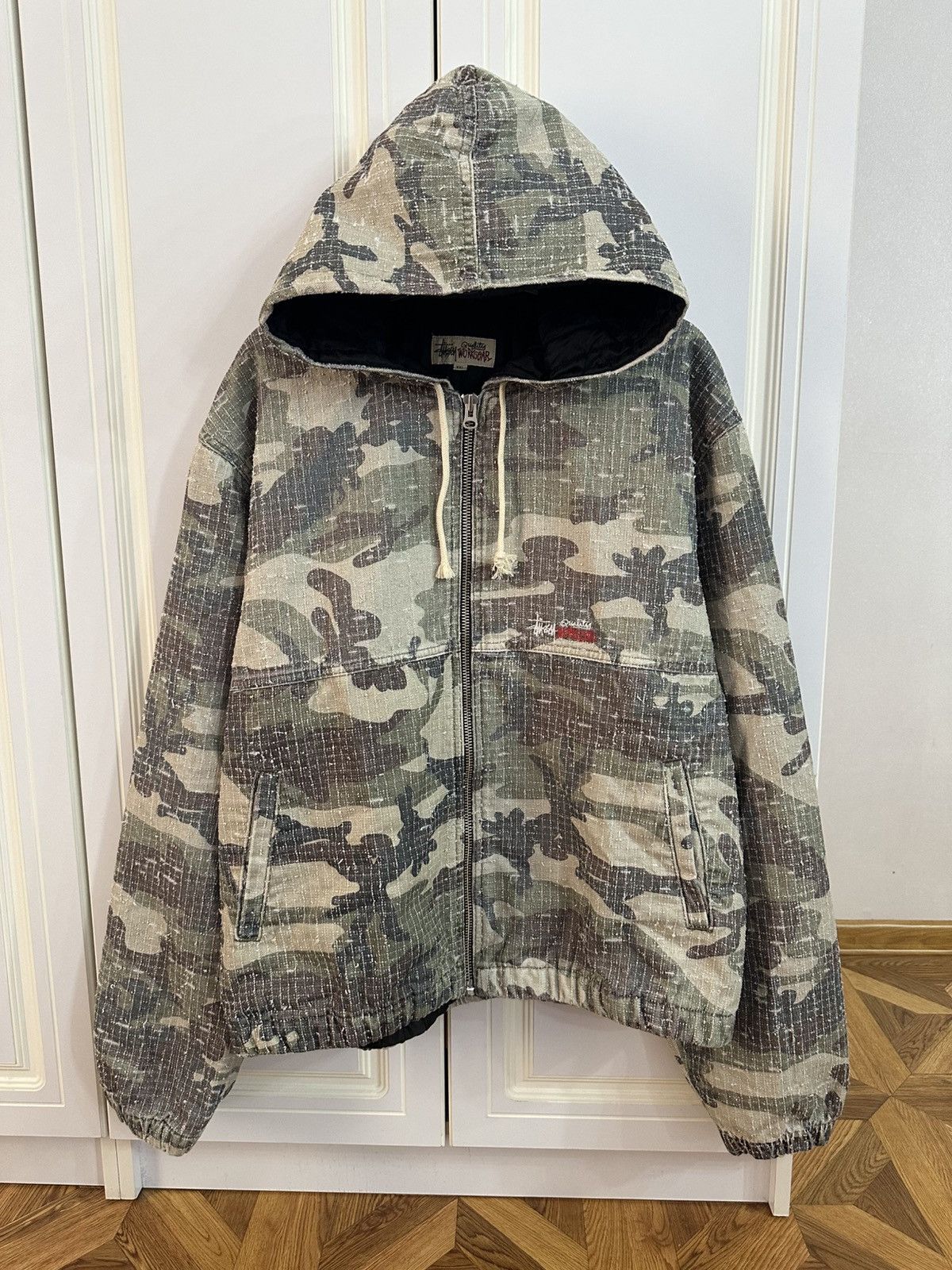 ジャケット・アウター STUSSY WORKJACKETCAMO CANVAS NEEDLEPUNCH Stussy Camo Canvas Needlepunch Work Jacket Woodland Camo