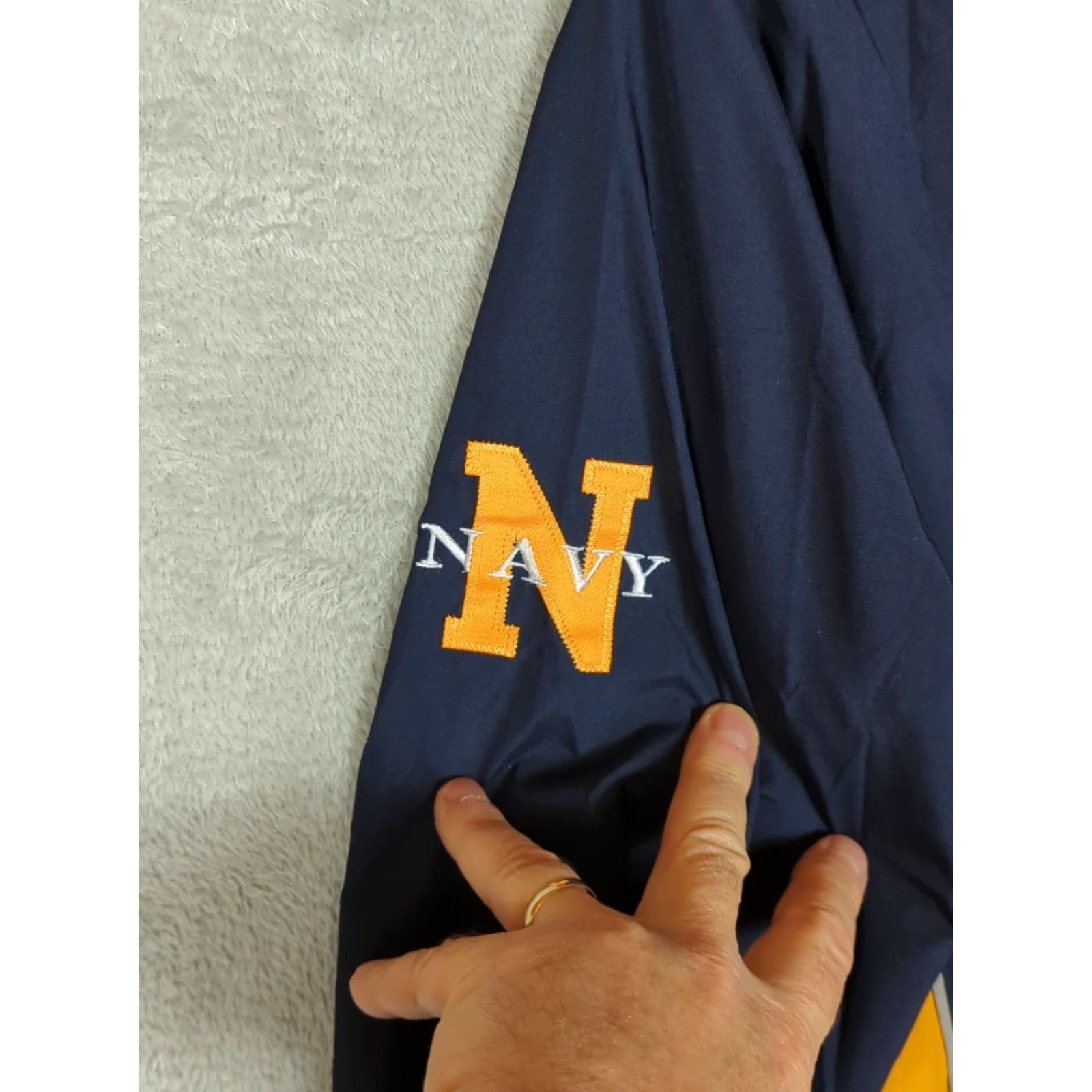 Champion Champion Windbreaker Jacket Mens M Blue Stitched Letters Lightweight Polyester Pockets Short Regular Fall Spring Navy 90s Inspired Size US M / EU 48-50 / 2 - 7 Thumbnail