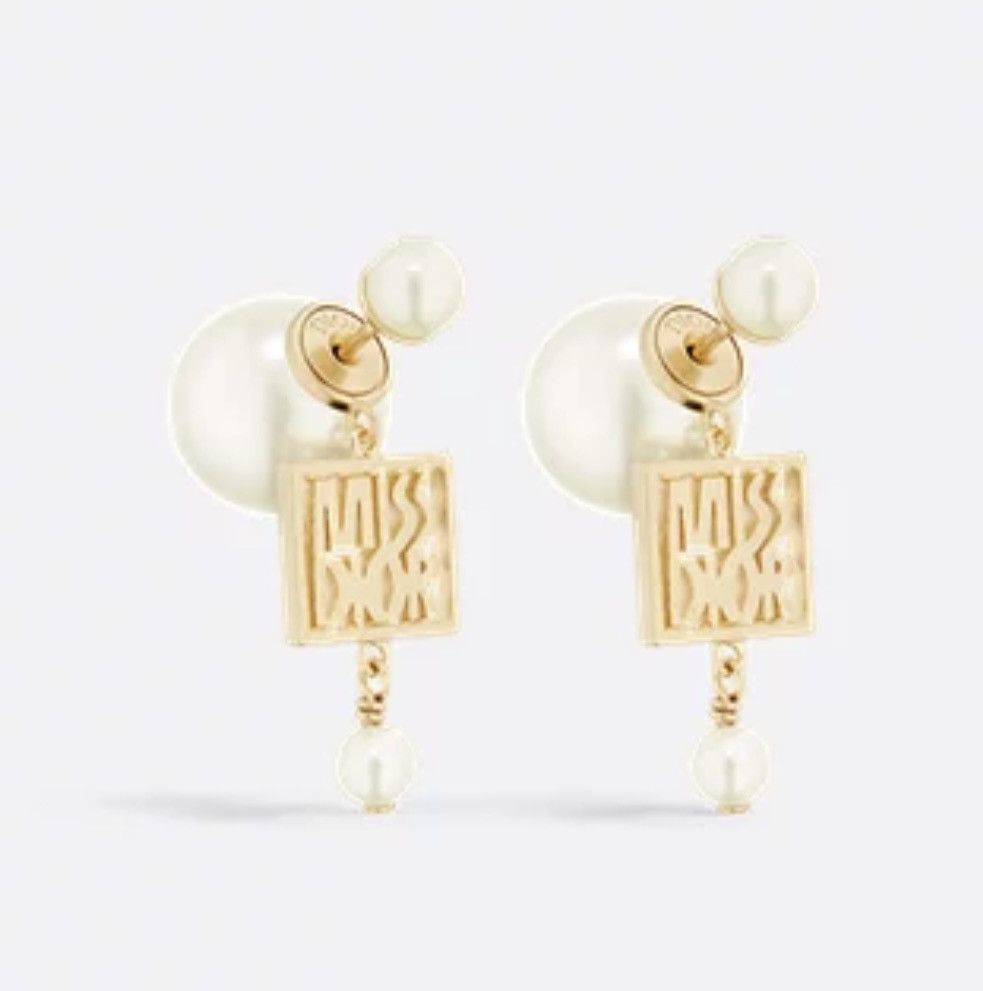 Dior Dior Tribales Earrings Gold-Finish Metal White Resin Pearls Size ONE SIZE - 1 Thumbnail