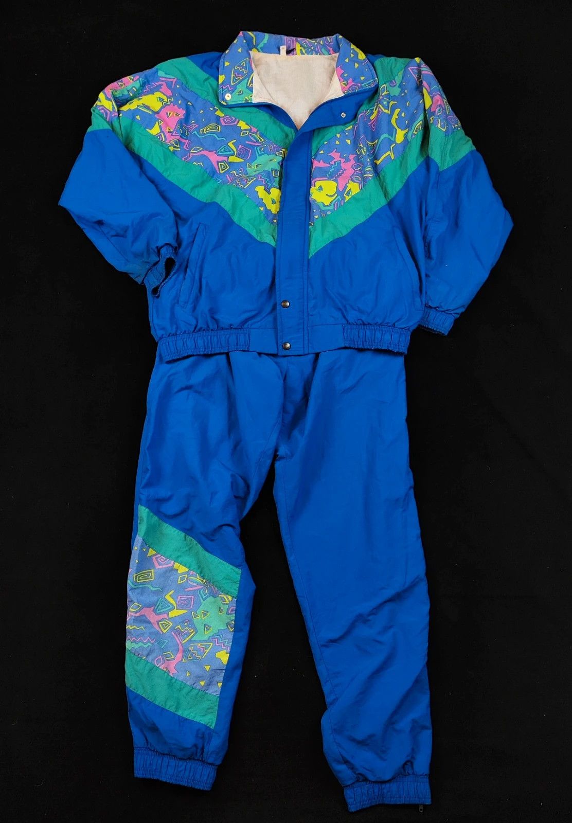 Vintage Vintage Tactel XL tracksuit 90s retro blue jacket pants | Grailed