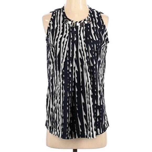 St. John St. John SoCa Cotton Sleeveless Top Sz S Navy Striped Pleate Size S / US 4 / IT 40 - 1 Thumbnail