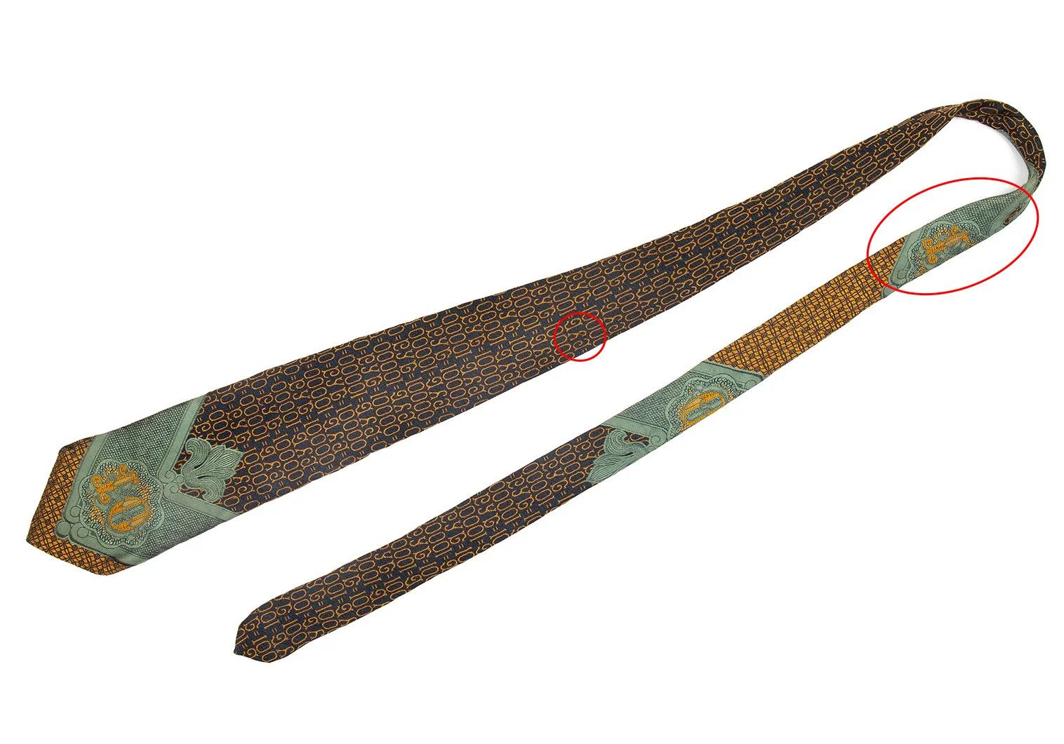 Jean Paul Gaultier Silk Manager Guard Tie in Orange, Green, and Black Size ONE SIZE - 2 Thumbnail