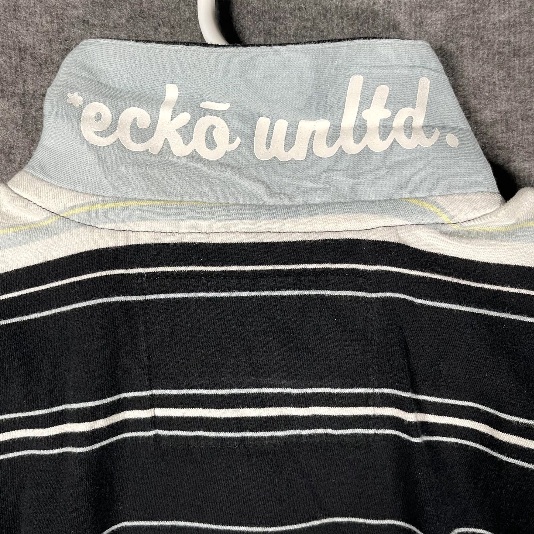 Ecko Unltd. Ecko Unltd Polo Shirt Mens 2XL Blue White Striped Rhino Logo Cotton Short Sleeve Size US XXL / EU 58 / 5 - 5 Thumbnail