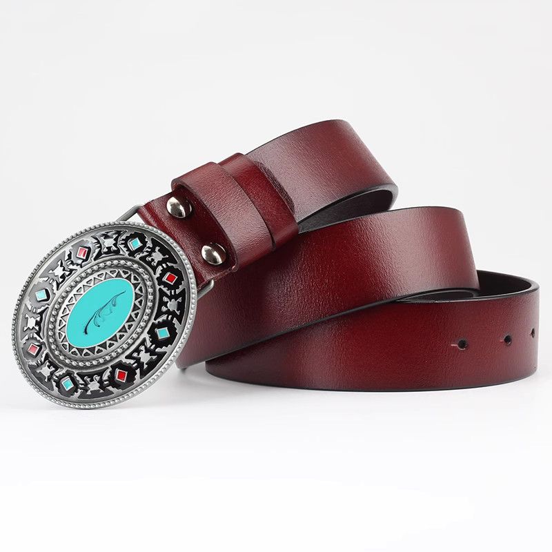 Designer Dark Vintage Belt Riveted Belts Menswear Accessories Size ONE SIZE - 2 Thumbnail
