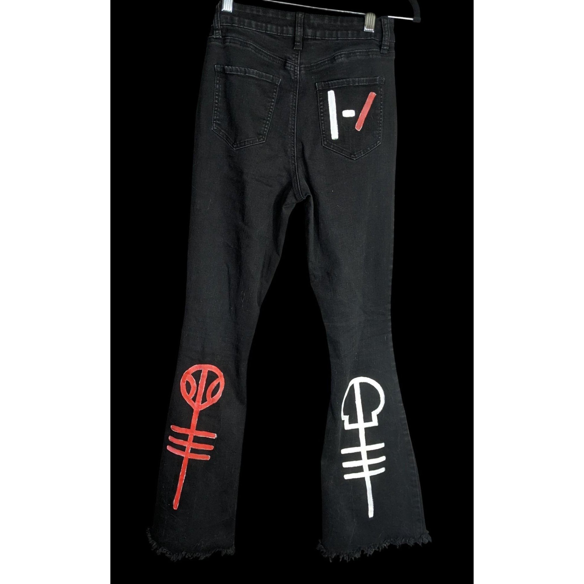Other Upcycled 21 Pilots Hand-Painted YMI Black Flare Jeans With 2 Size 28" / US 6 / IT 42 - 2 Thumbnail