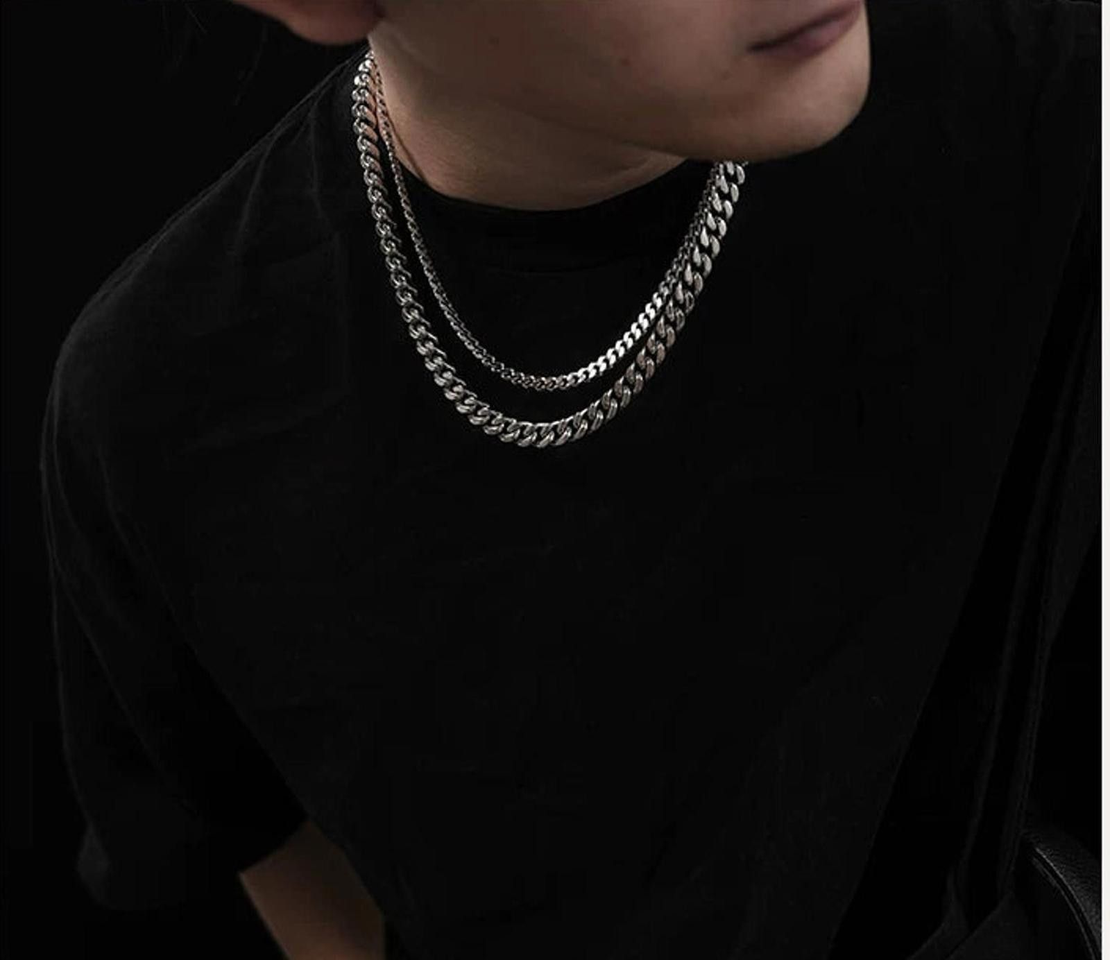 Jewelry Silver Cuban Chain Necklace | Metal Chain Size ONE SIZE - 6 Thumbnail