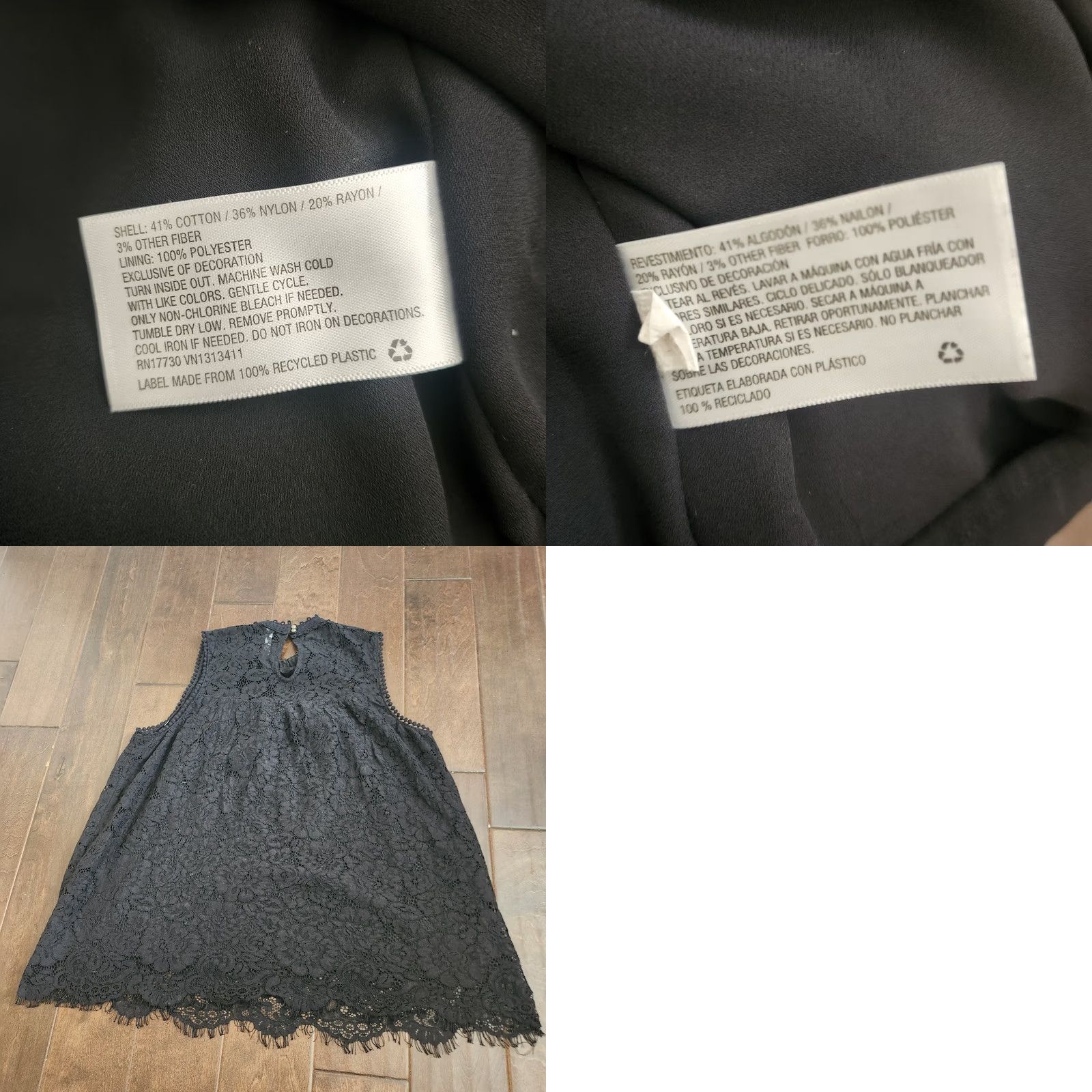 Vintage Xhilaration Blouse Women’s Black Lace Sleeveless Mock Neck L Adult Regular Rack Shirt? Size L / US 10 / IT 46 - 9 Thumbnail