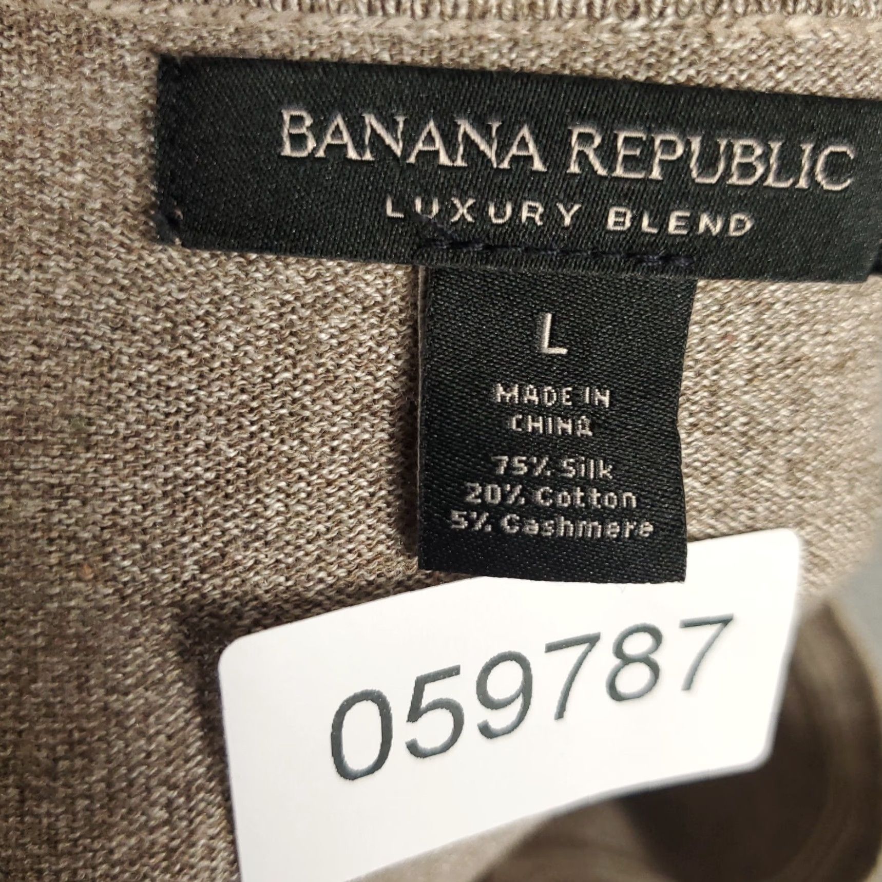 Banana Republic Banana Republic Sweater Mens Large Beige Cashmere Silk Cotton V-Neck Pullover Regular Fit Size US L / EU 52-54 / 3 - 8 Thumbnail
