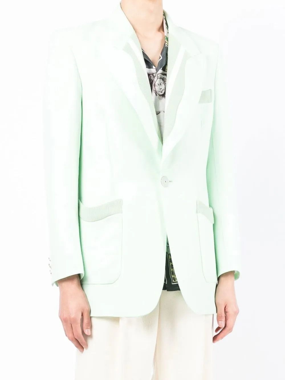 Casablanca o1mle0326 Single Breasted Rib Blazer in Mint Green Size US M / EU 48-50 / 2 - 3 Thumbnail
