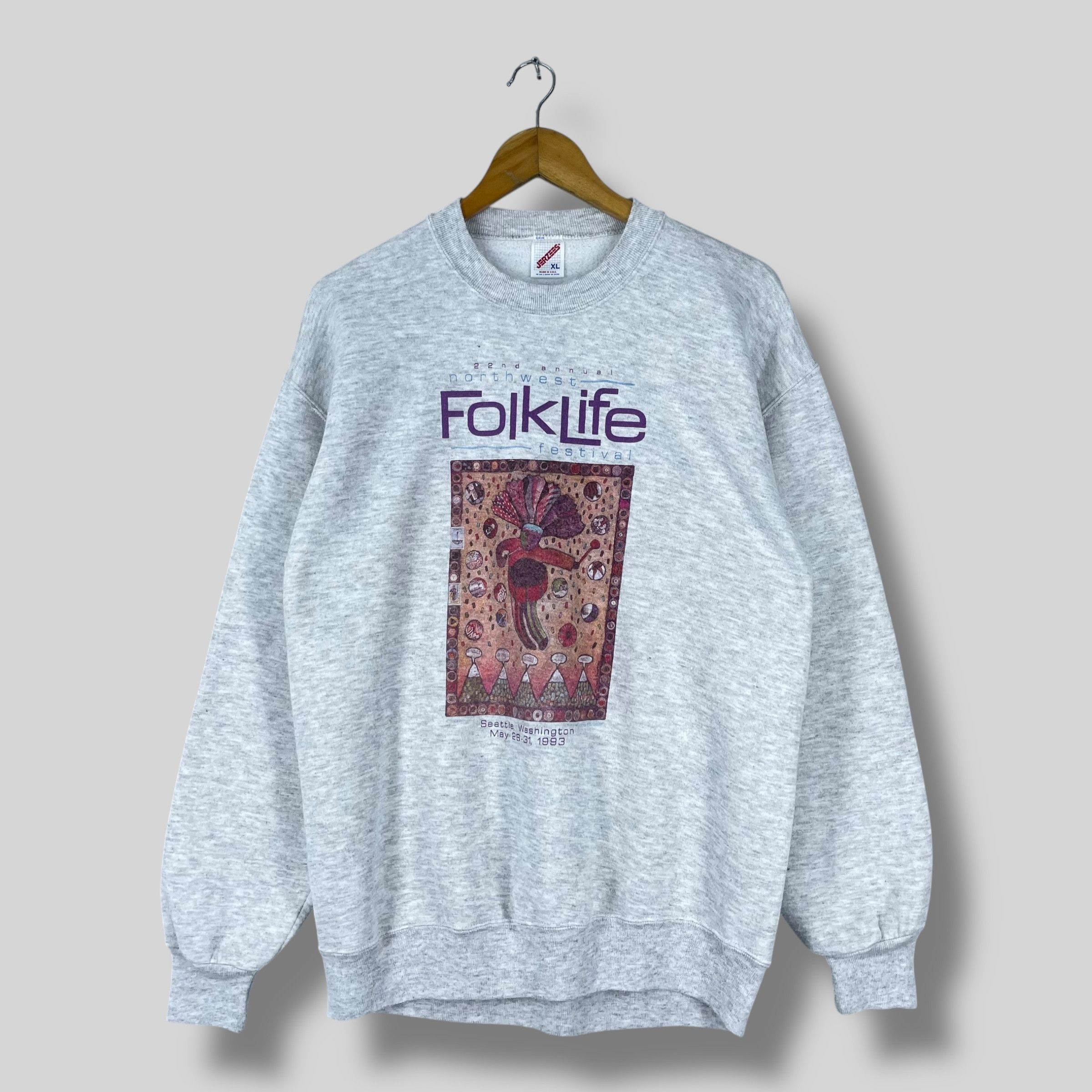 Vintage Vintage 90s NORTHWEST FOLKLIFE Festival Printed Sweatshirt Size US M / EU 48-50 / 2 - 1 Thumbnail