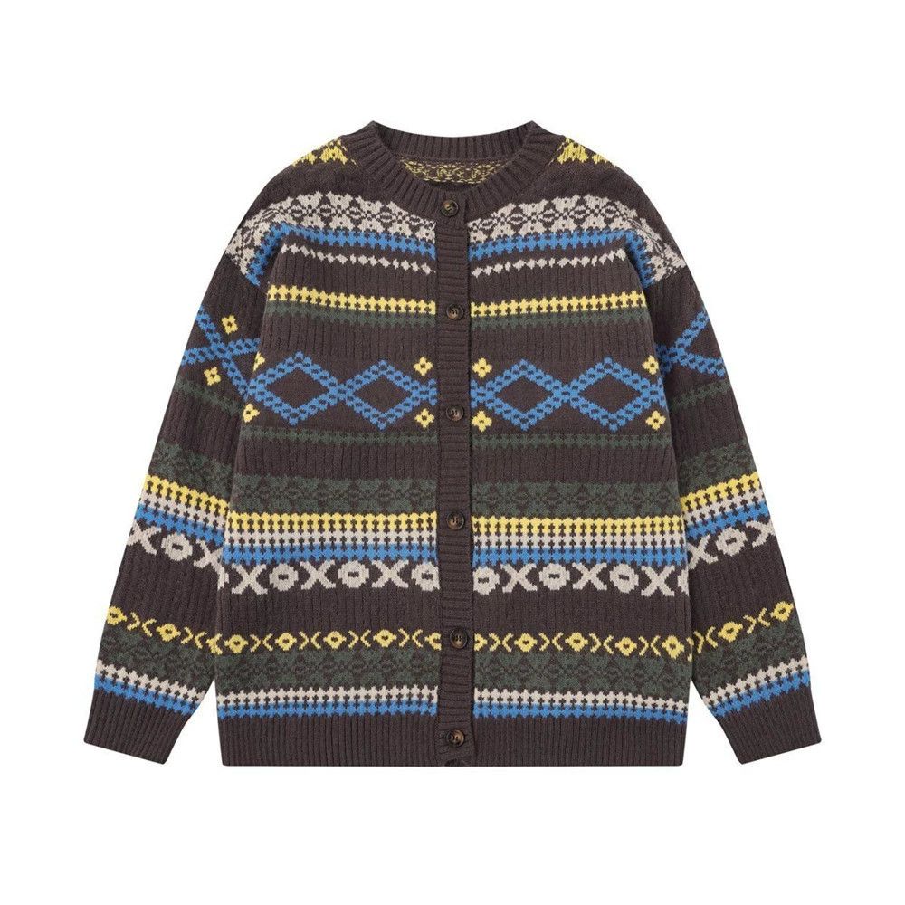 Vintage Men's retro striped round neck knitted cardigan y2k Size US M / EU 48-50 / 2 - 1 Thumbnail