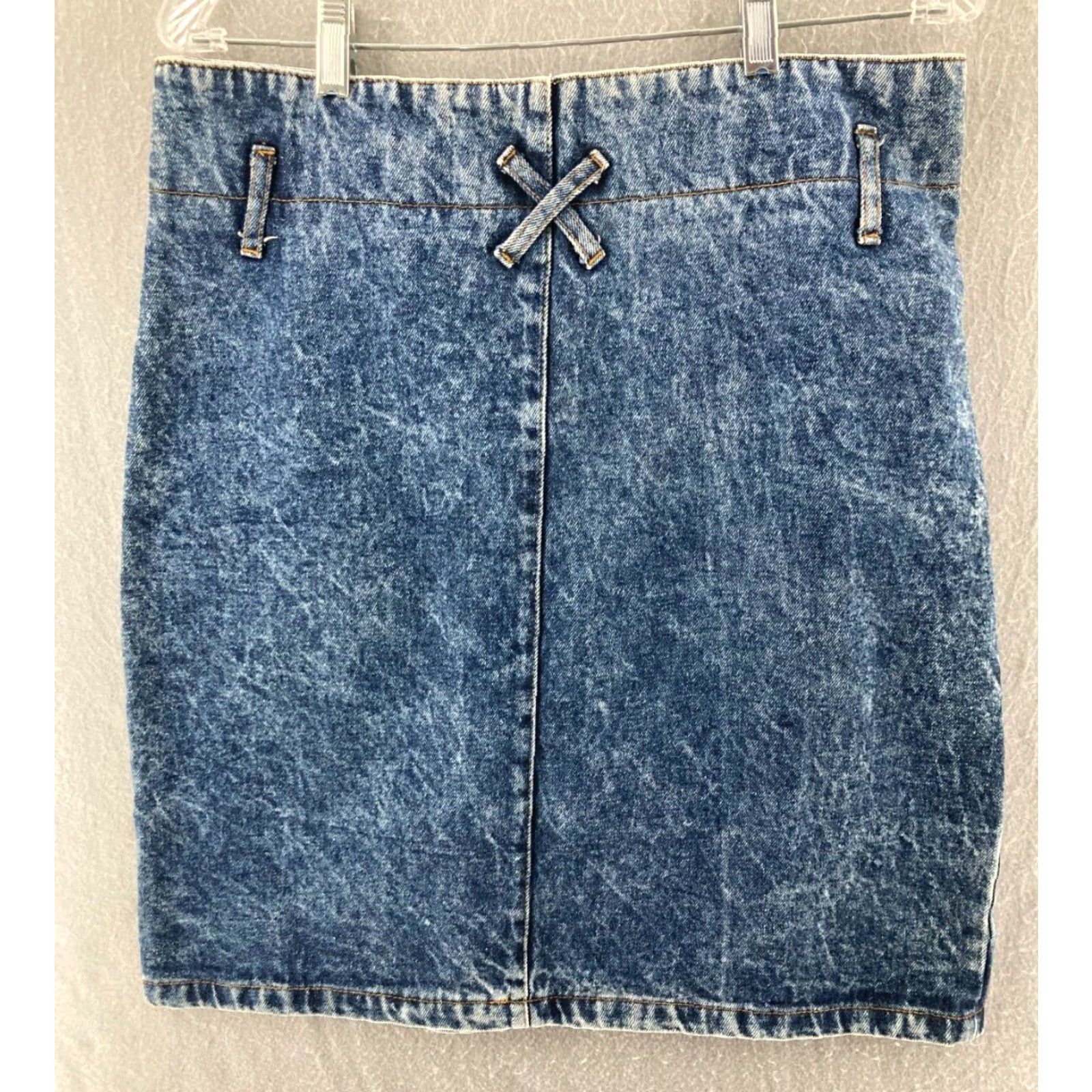 Denime VINTAGE Fragile Denim Skirt Womens 13 Blue Stonewashed A-Line 80s 90s Womens Size 34" / US 12 / IT 48 - 6 Thumbnail