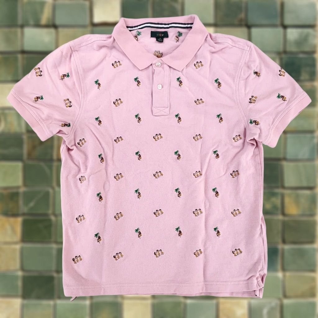 J.Crew J.CREW Polo Shirt Mens M Pink All Over Embroidered Hula Girls Oarsman Size US M / EU 48-50 / 2 - 1 Thumbnail
