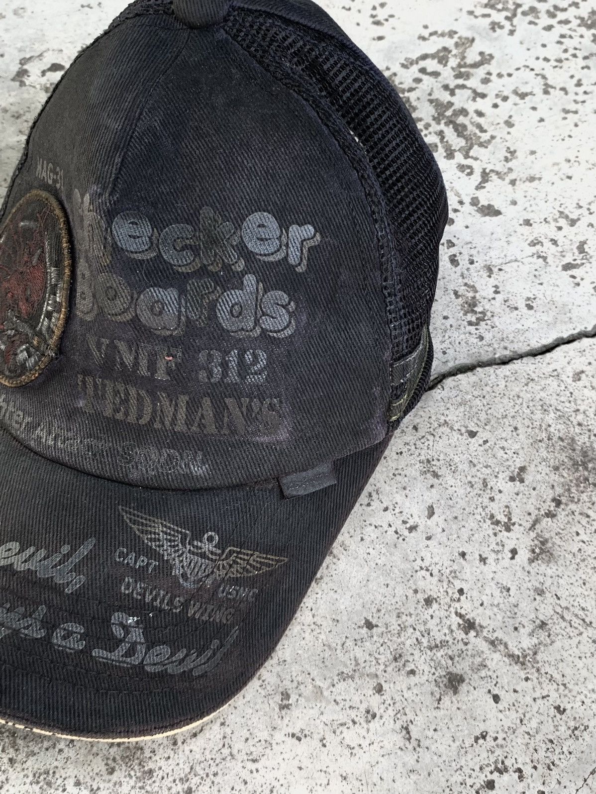 Tedman Tedman Thrashed Trucker Cap Red Devil Marine Fighter Patch Size ONE SIZE - 15 Thumbnail