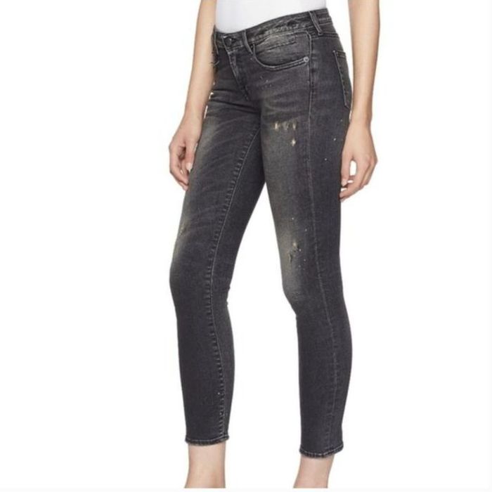 R13 R13 Kate Skinny Jean Orion Black Womens 28 Distressed Italy