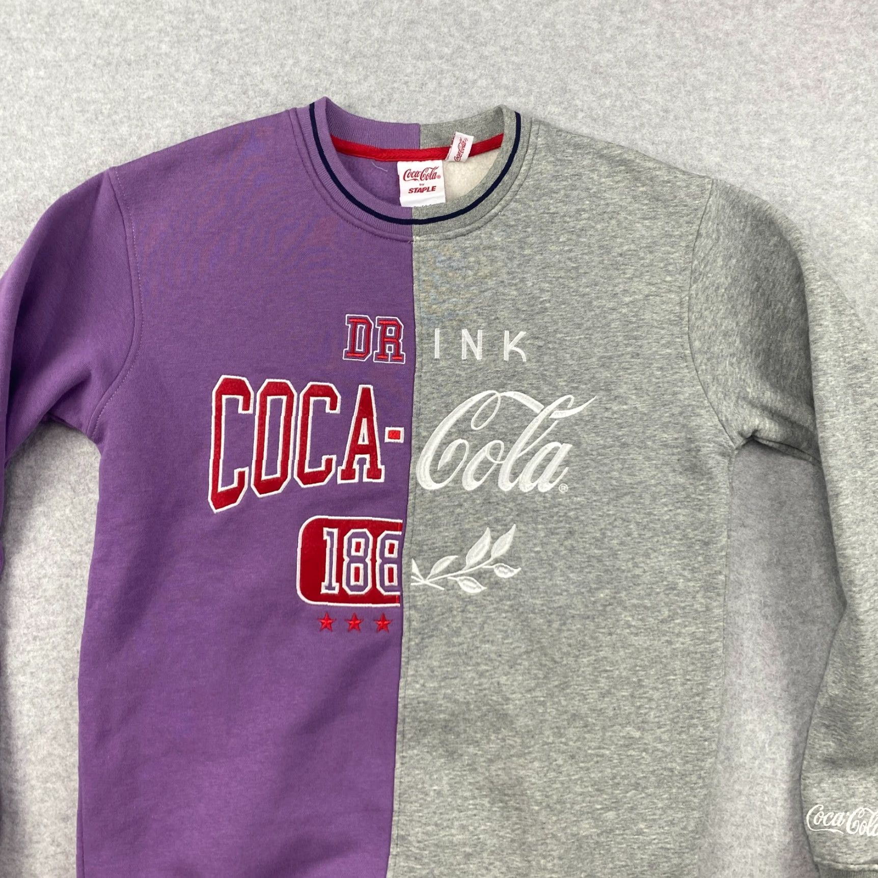 Vintage Coca-Cola x Staple Sweatshirt Mens Small Purple Gray Crewneck Embroidered Logo Size US S / EU 44-46 / 1 - 2 Thumbnail