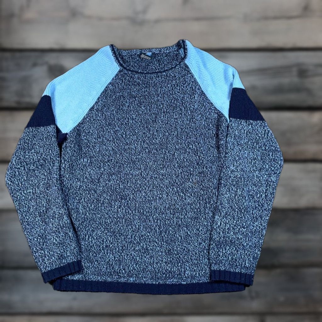 Vintage VINTAGE Y2K Style Sweater Men’s Large Marled Blue Crewneck Chunky Knit Pullover 90s Hipster Retro Size US L / EU 52-54 / 3 - 1 Thumbnail