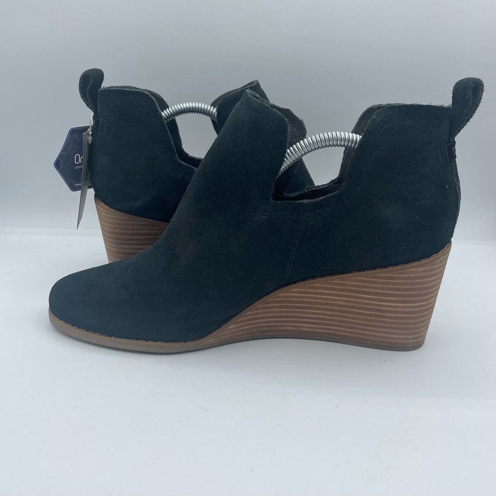 Toms TOMS Kallie Black Suede Wedge Bootie Ankle Slip On Casual 11 Size US 11 / IT 41 - 8 Thumbnail