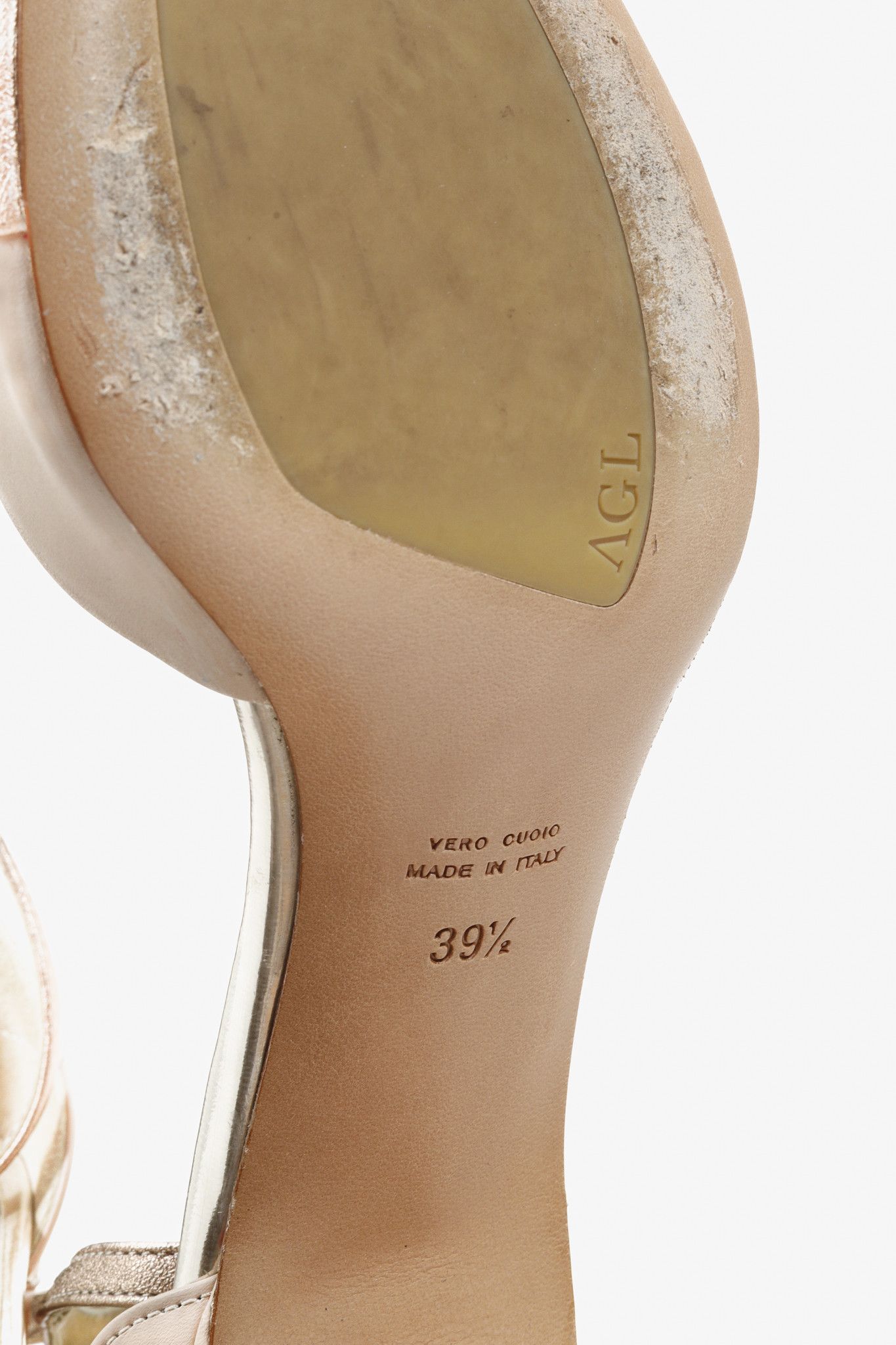 AGL AGL Beige Rose Gold Silver Ankle Strap Block Heels Size US 9.5 / IT 39.5 - 5 Thumbnail