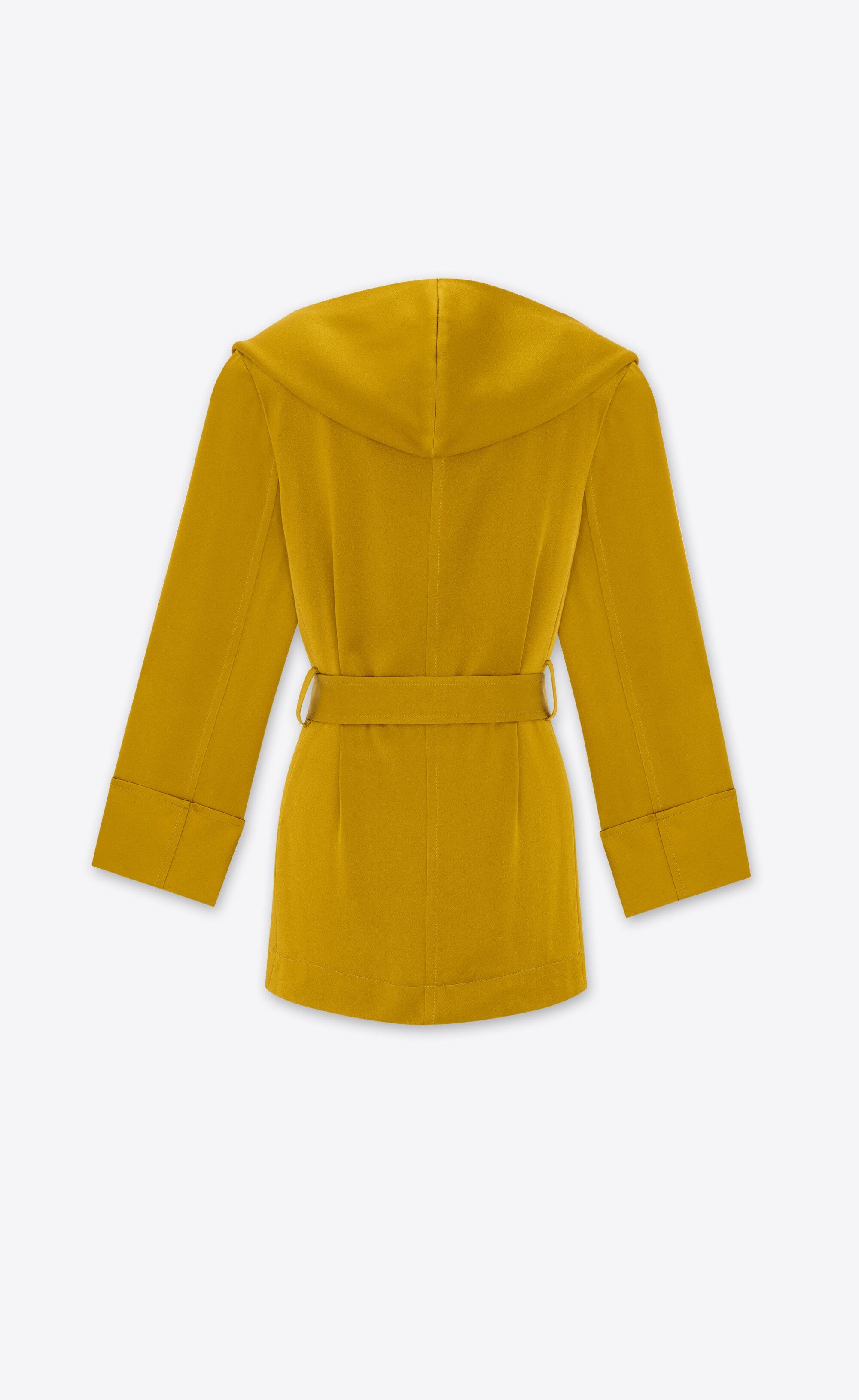 Saint Laurent Paris o1bcso1str1224 Hooded Jacket In Crepe Satin In Yellow Size XS / US 0-2 / IT 36-38 - 4 Thumbnail