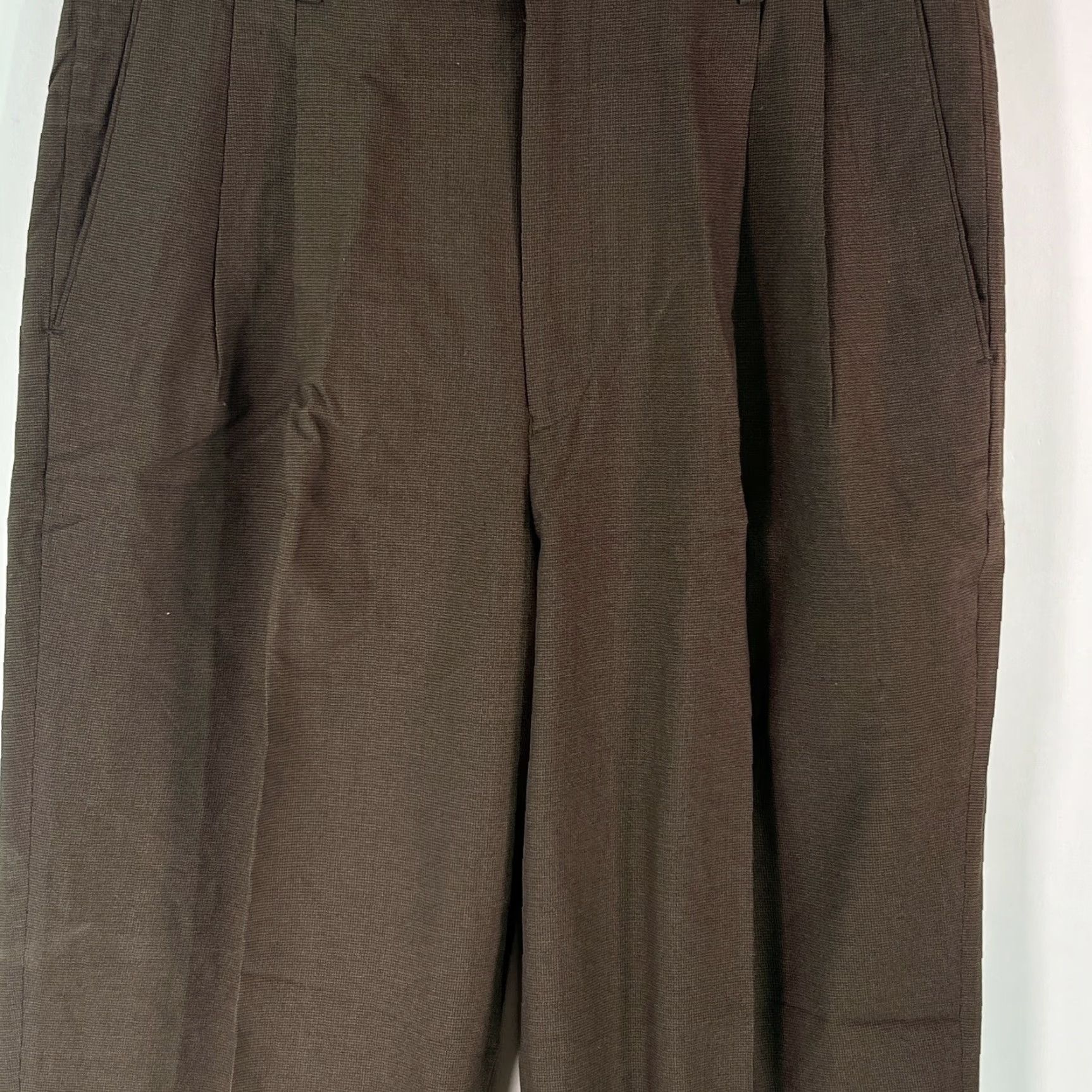 Vintage Louis Raphael Men Dress Pant Mid Rise Cuffed Chocolate Brown 34X29 Regular Stretch Pockets 34 Inseam Size US 34 / EU 50 - 3 Thumbnail