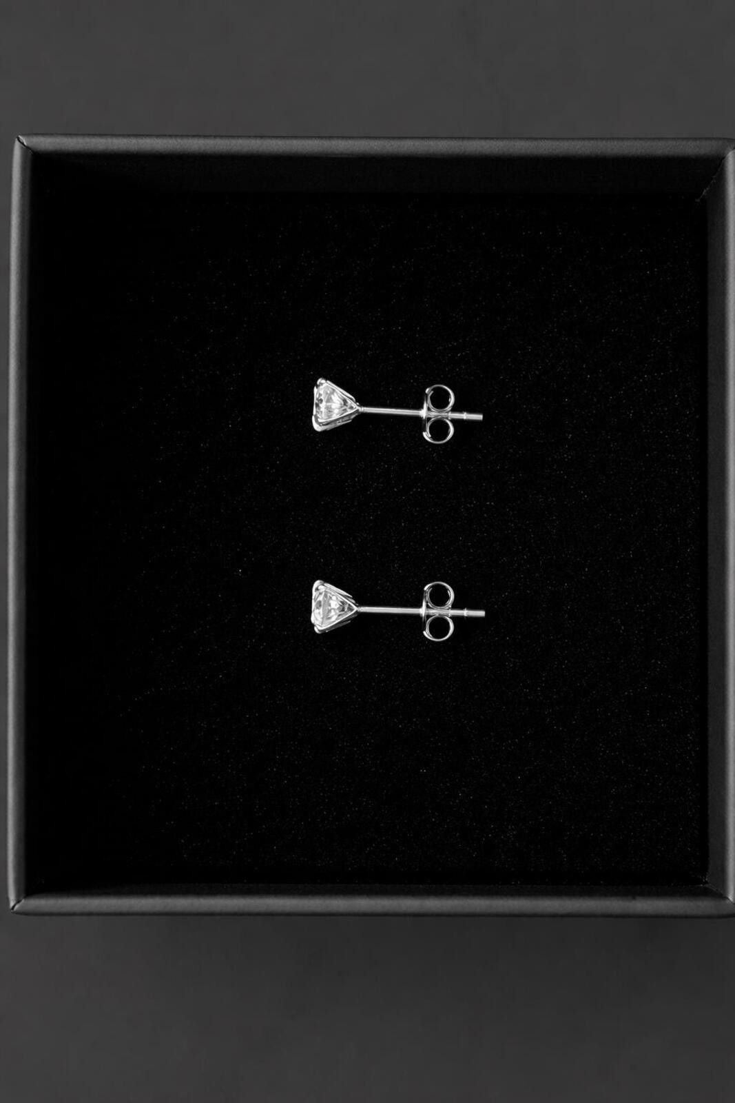 Other 5mm Moissanite Stud Earrings | D Colour VVS1 |Rhodium Plated Size ONE SIZE - 3 Thumbnail