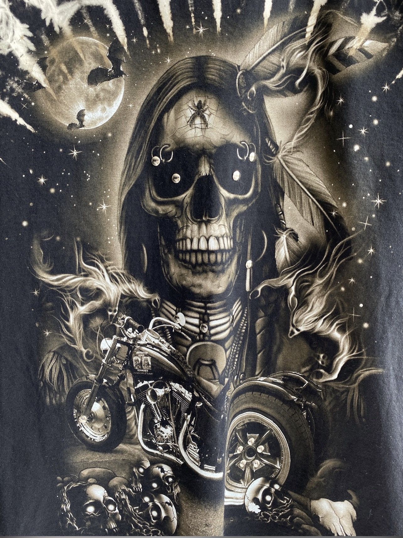 Japanese Brand × Vintage Vintage Skull Retro Punk Metal Goth Tie Dye Tee Size US S / EU 44-46 / 1 - 5 Thumbnail