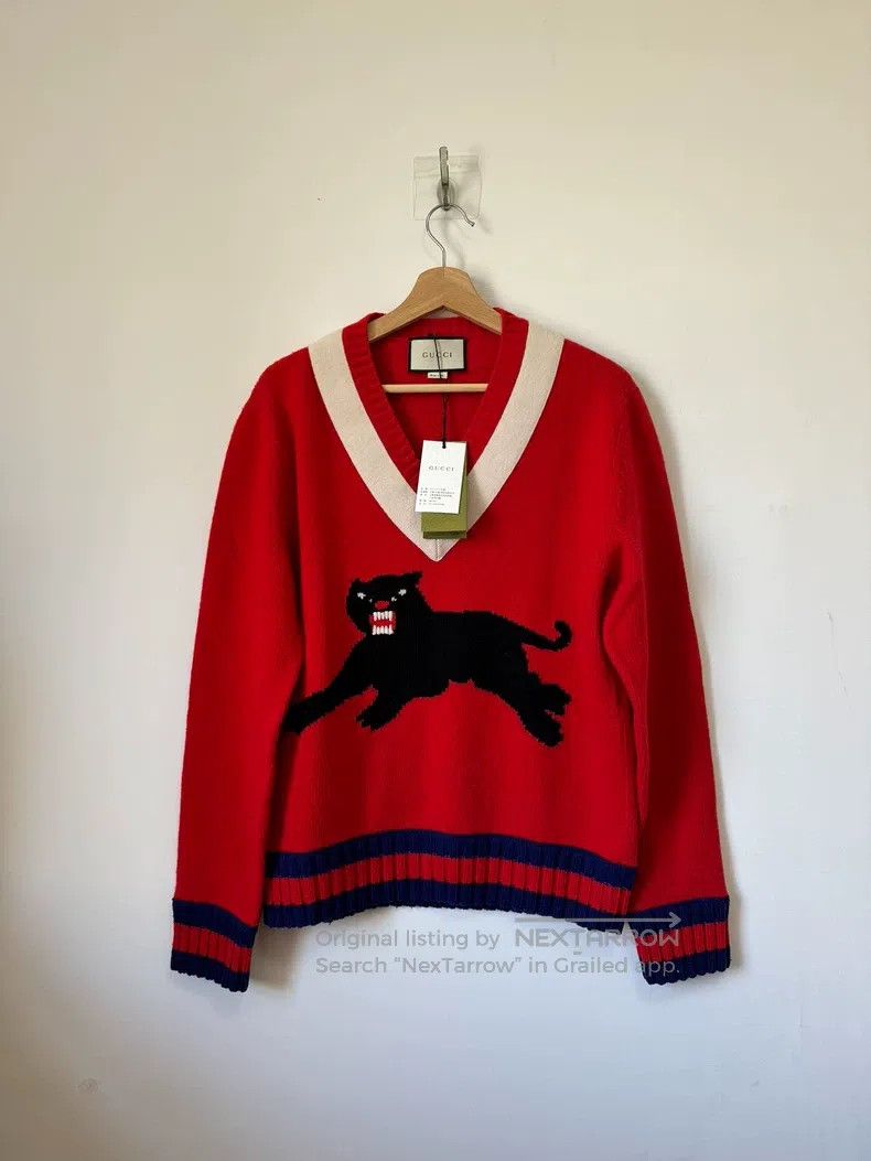 Gucci Gucci Leopard head logo knitted sweater Size L / US 10 / IT 46 - 1 Thumbnail