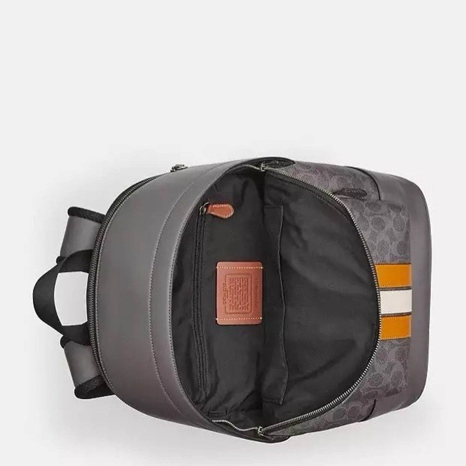 Coach NWT Coach Cv922 West Backpack Varsity Stripe Grey/Ochre Size ONE SIZE - 9 Thumbnail