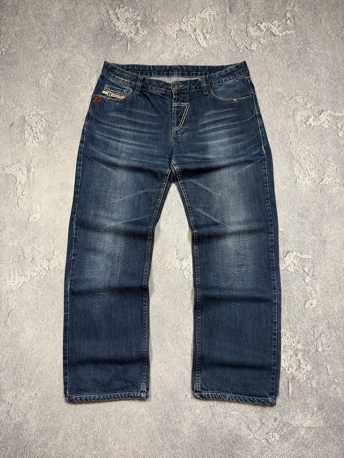 Diesel Y2K Vintage Diesel Jeans Big D Logo Distressed Baggy japan Size US 34 / EU 50 - 2 Thumbnail