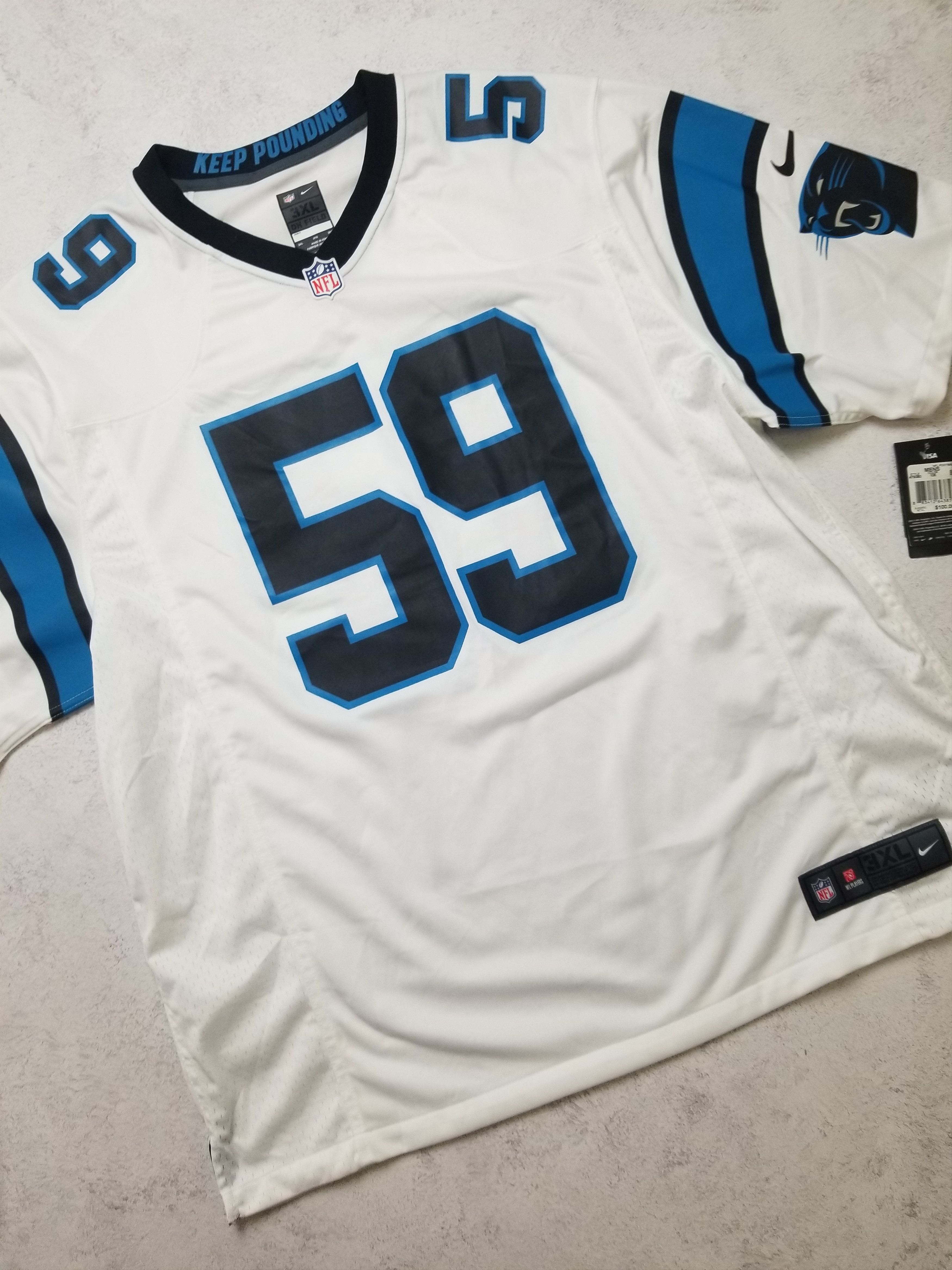 Nike Luke Keuchly #59 Carolina Panthers OnField NFL Jersey 3XL Size US XXL / EU 58 / 5 - 4 Thumbnail