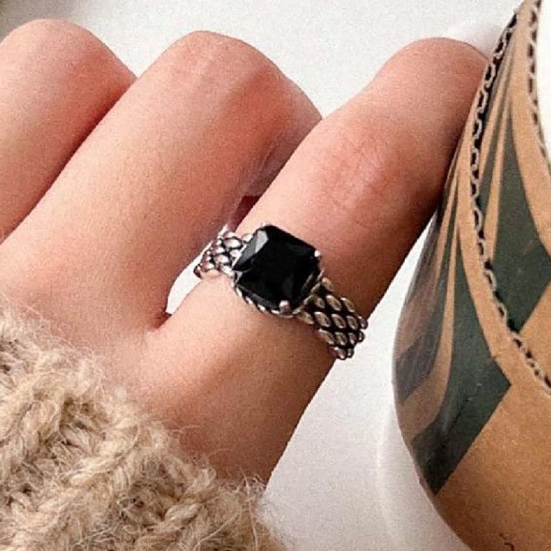 Jewelry Sparkling Black Zircons Handmade Ring Size ONE SIZE - 3 Thumbnail