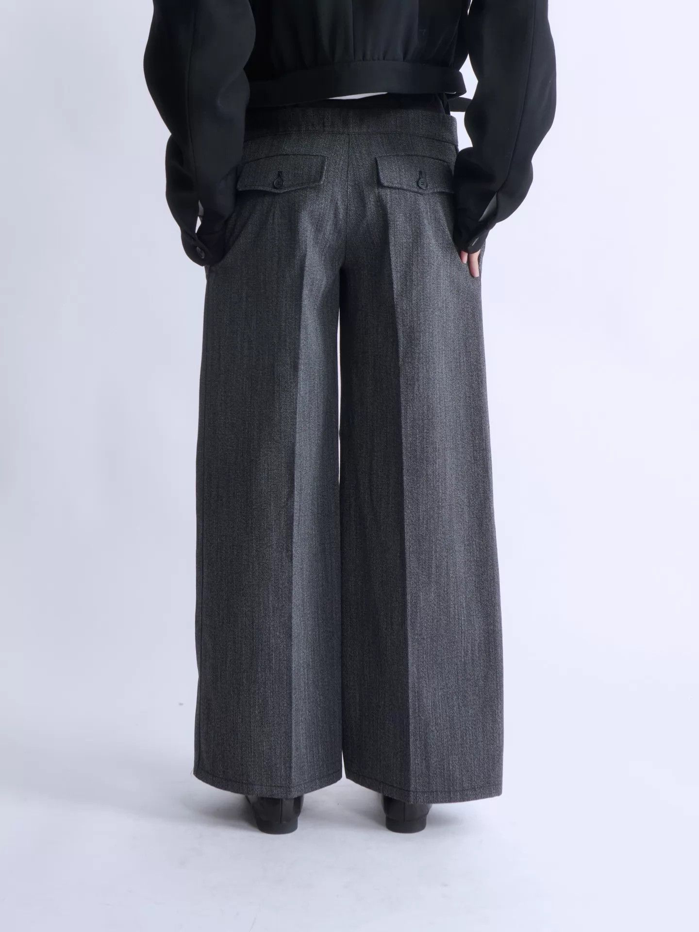 Miu Miu MIU MIU 90s-00s Gray Wool-Blend Neutral Tailored Trousers 38 Size 26" / US 2 / IT 38 - 4 Thumbnail
