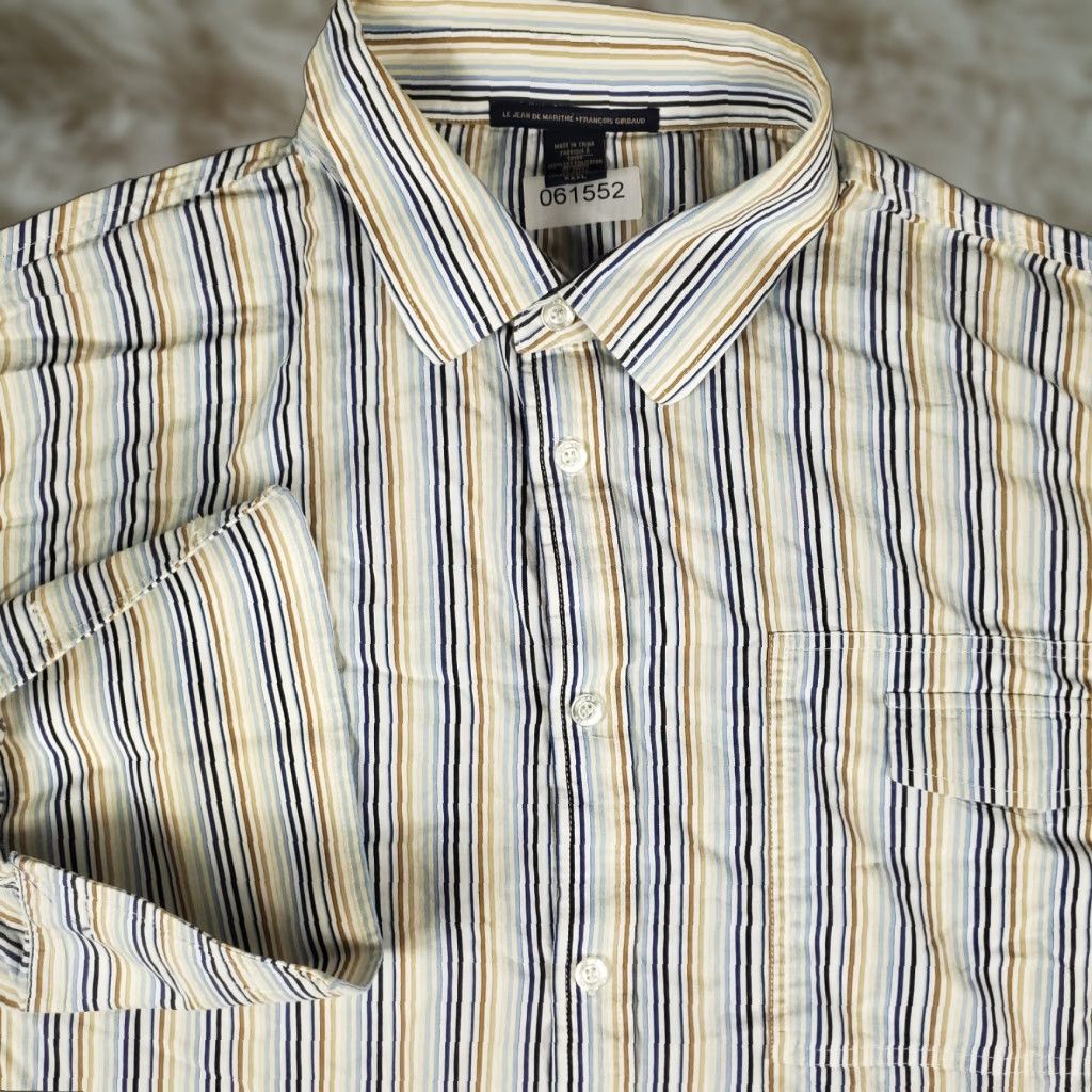 Vintage Marithe Francois Girbaud Shirt Men 3XL Blue Striped Button-Up Long Sleeve Mens Size US XXL / EU 58 / 5 - 1 Thumbnail