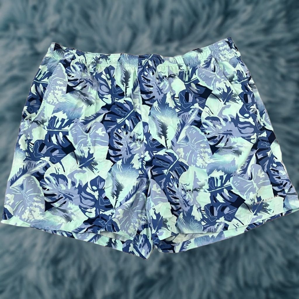 Vintage Columbia Mens XXL Blue Hawaiian Print Trunks 6" Lined Drawstring Size ONE SIZE - 1 Thumbnail