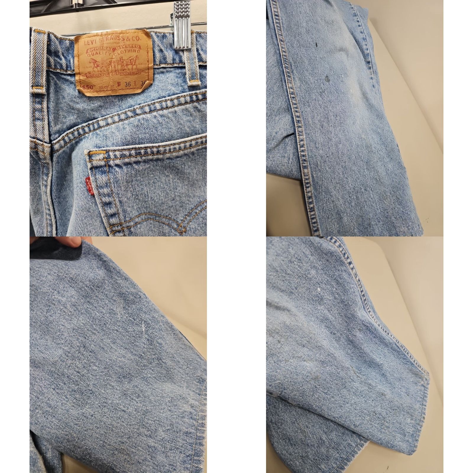Levi's VINTAGE Levi's 550 Jeans 34x28 Mens Blue Denim Tapered Relaxed Fit Light Wash Jeans Size US 34 / EU 50 - 9 Thumbnail