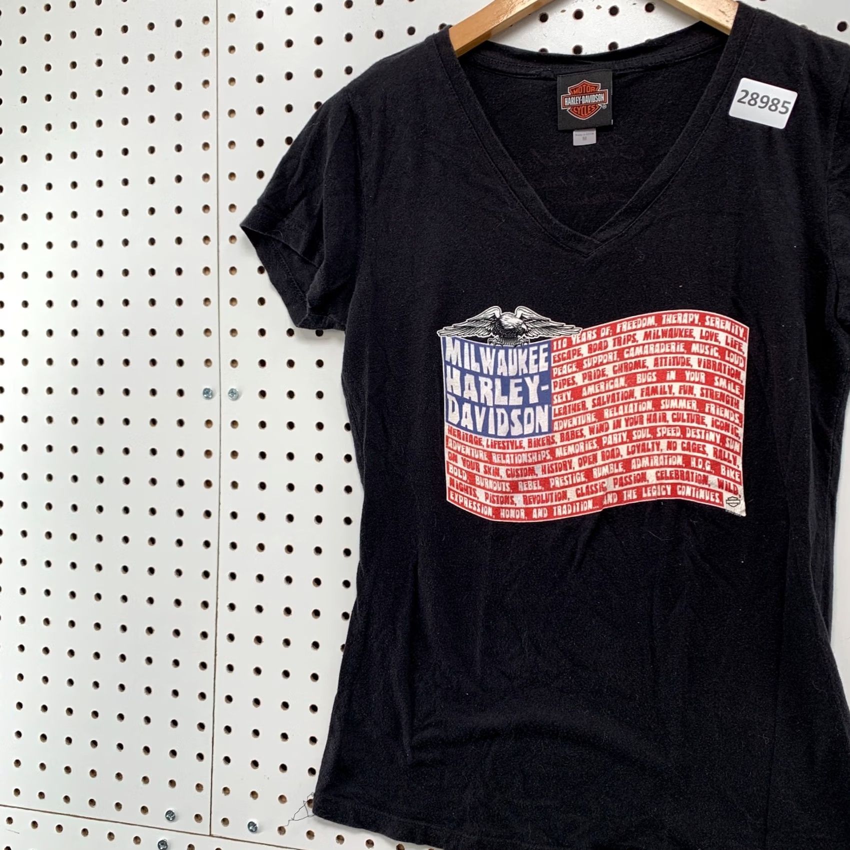 Harley Davidson Harley-Davidson Motorcycle Womens M Top Black USA Flag V-Neck T-Shirt Size M / US 6-8 / IT 42-44 - 4 Thumbnail