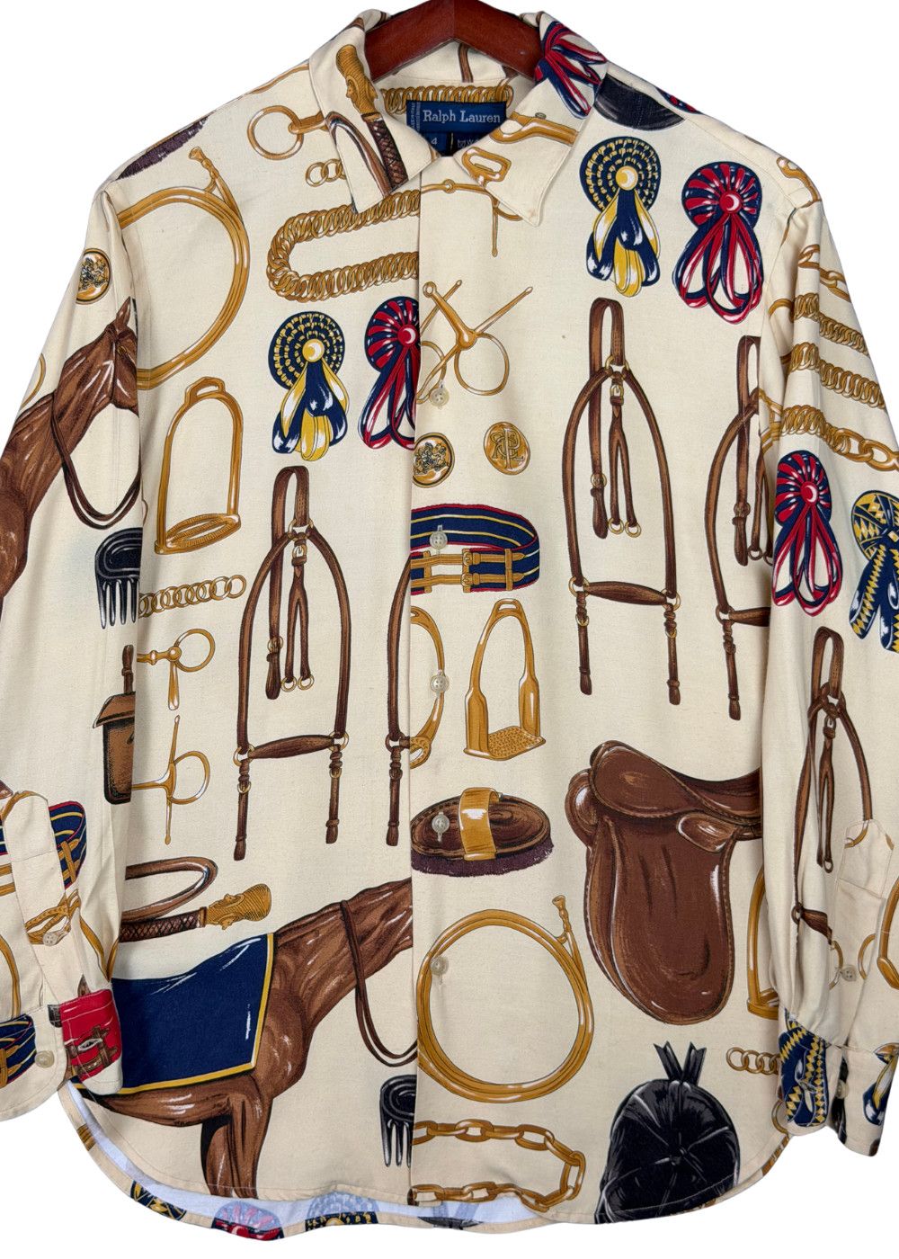 VTG RL Collection Equestrian Print Viscose Shirt image 9